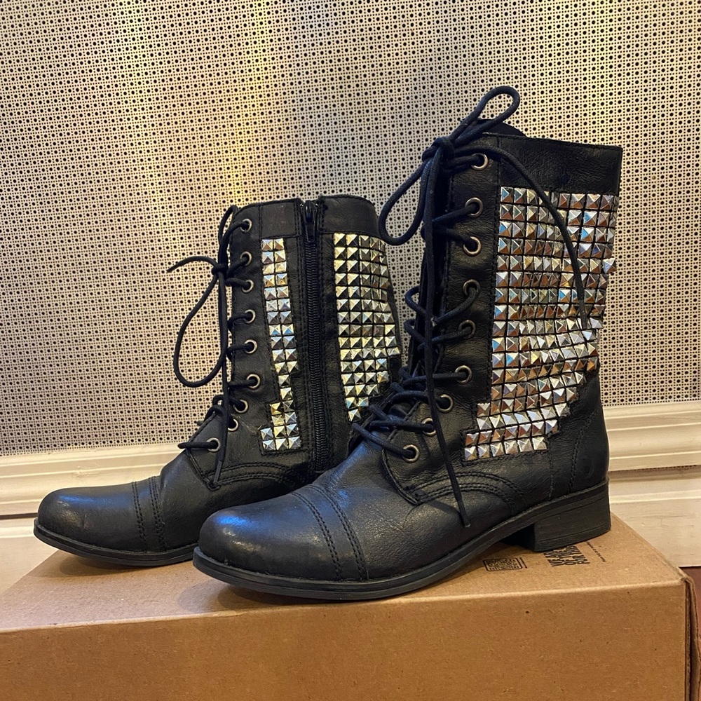 Vegan Steve Madden Leather Combat Boots